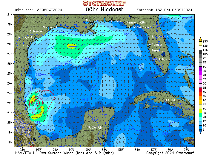 Mexico Surface Wind on Sunday 10 Dec at 12pm CST